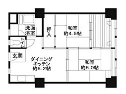 ビレッジハウス城北タワー 2DKの間取図画像