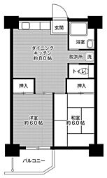 ビレッジハウス泉北栂タワー 2DKの間取図画像