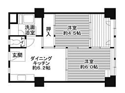 ビレッジハウス城北タワー 2DKの間取図画像