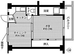 ビレッジハウス神主1号棟 1階1DKの間取り