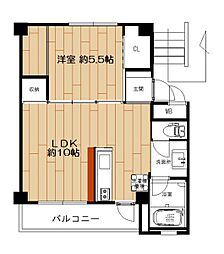 ビレッジハウス小野田第二1号棟 1LDKの間取図画像