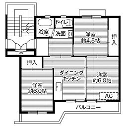 ビレッジハウス清末1 3DKの間取図画像