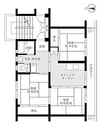 ビレッジハウス久手4号棟 3DKの間取図画像