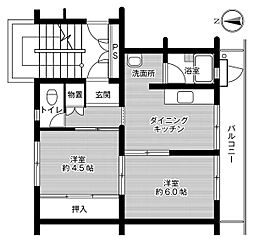 ビレッジハウス久世2号棟 2DKの間取図画像