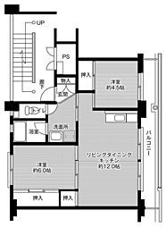 ビレッジハウス建部吉田1号棟 2LDKの間取図画像