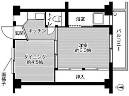 ビレッジハウス平田1号棟 1DKの間取図画像