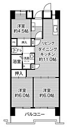 ビレッジハウス光南タワー 3LDKの間取図画像