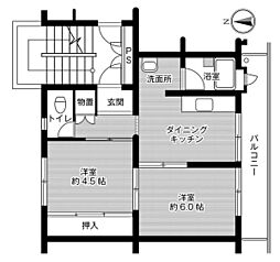 ビレッジハウス広江7号棟 2DKの間取図画像