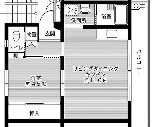 ビレッジハウス境港第三1号棟 0304｜鳥取県境港市渡町(賃貸マンション1LDK・3階・39.83㎡)の写真 その2