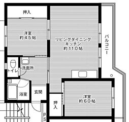 ビレッジハウス大塚台3棟 2LDKの間取図画像