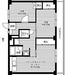 ビレッジハウス宗像5号棟 2LDKの間取図画像