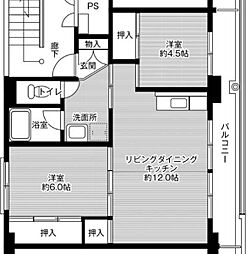 ビレッジハウス小浜1号棟 2LDKの間取図画像