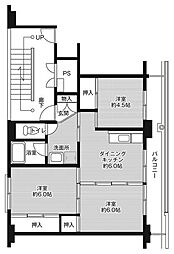 ビレッジハウス小浜3号棟 3DKの間取図画像