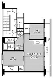 ビレッジハウス春日2号棟 2LDKの間取図画像