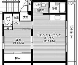 ビレッジハウス飯塚1号棟 1LDKの間取図画像