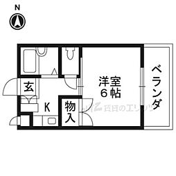 セレント茨木鮎川 1Kの間取図画像