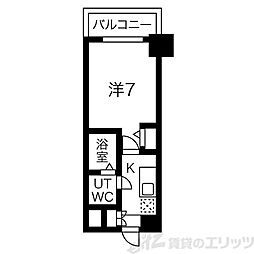アリビオ江坂南金田 1Kの間取図画像
