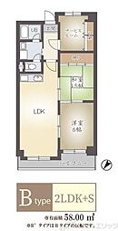 第2グランドハイツ太田 2SLDKの間取図画像