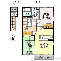 アミティーハウスII 201 ｜ 大阪府箕面市瀬川２丁目3-16（賃貸アパート2LDK・2階・59.45㎡） その2