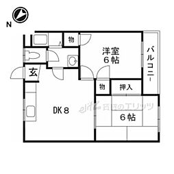 サングレード高槻 2DKの間取図画像