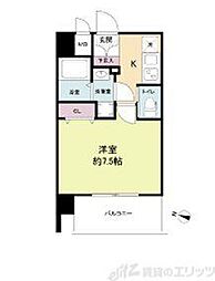 プライマル新大阪 3階1Kの間取り