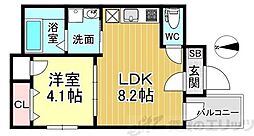 FDS吹田I番館 2階1LDKの間取り