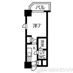 アリビオ江坂南金田 7階1Kの間取り
