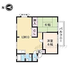 リオラムールII 2階2LDKの間取り