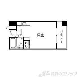 茨木ロイヤル 1Kの間取図画像