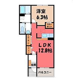 クレメント・ガーデニアB 1LDKの間取図画像