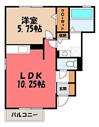 モダンヒル弐番館 1LDKの間取図画像