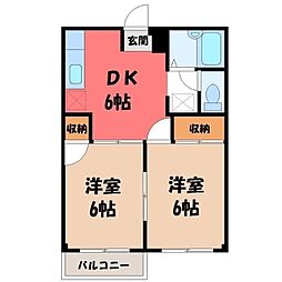 エルディム狩野 2DKの間取図画像