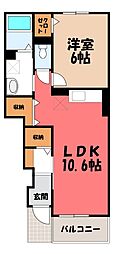 プルメリアガーデンF 1LDKの間取図画像