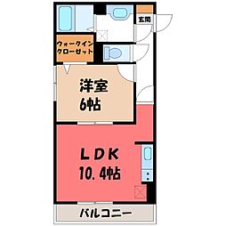 JR高崎線 行田駅 徒歩16分の賃貸アパート 3階1LDKの間取り