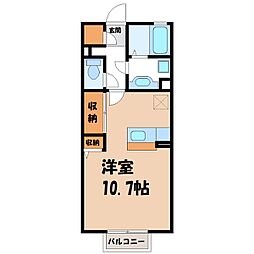 JR東北本線 古河駅 3.7kmの賃貸アパート 1階ワンルームの間取り