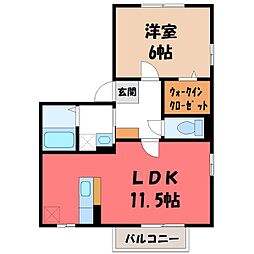 秩父鉄道 東行田駅 徒歩6分の賃貸アパート 2階1LDKの間取り