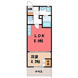 東武伊勢崎線 太田駅 バス17分 妻沼仲町下車 徒歩2分の賃貸アパート 1階1LDKの間取り