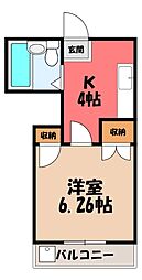 リエス館林 1Kの間取図画像