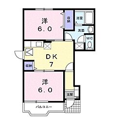 ソルフィーC 2DKの間取図画像