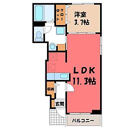 モダン・ソレイユ2 1LDKの間取図画像