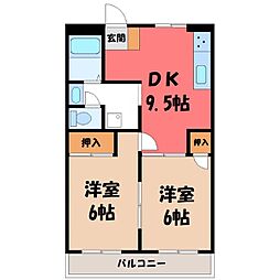 ラポール16 2DKの間取図画像