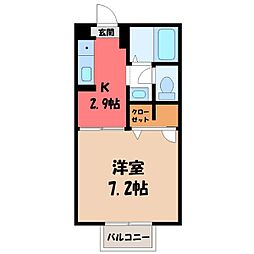 ハイツ定栄E 1Kの間取図画像