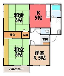 アークガーデン鴻巣B 2DKの間取図画像