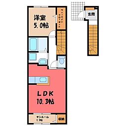 ヒカルサ熊谷石原サウス 1LDKの間取図画像