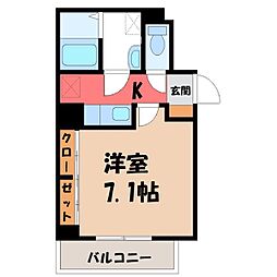 モンマルト 1Kの間取図画像