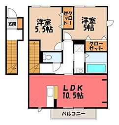 デルニエ武川 2LDKの間取図画像