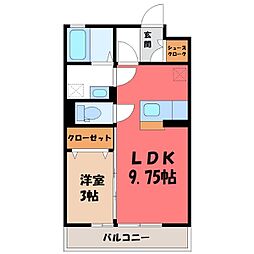 メゾングリーンヒル 1LDKの間取図画像