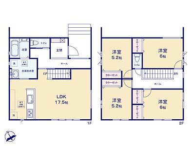 間取り：全室フローリング。　拭き掃除もしやすく、清潔に保て、小さなお子様のいるご家庭にもお勧めです。