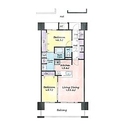 アルファステイツ大分駅前 2LDKの間取図画像