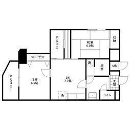 セゾン舞鶴 2DKの間取図画像